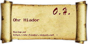 Ohr Hiador névjegykártya